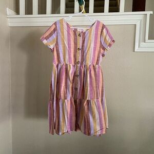 Girls Striped Pink and Yellow Dress - Size L